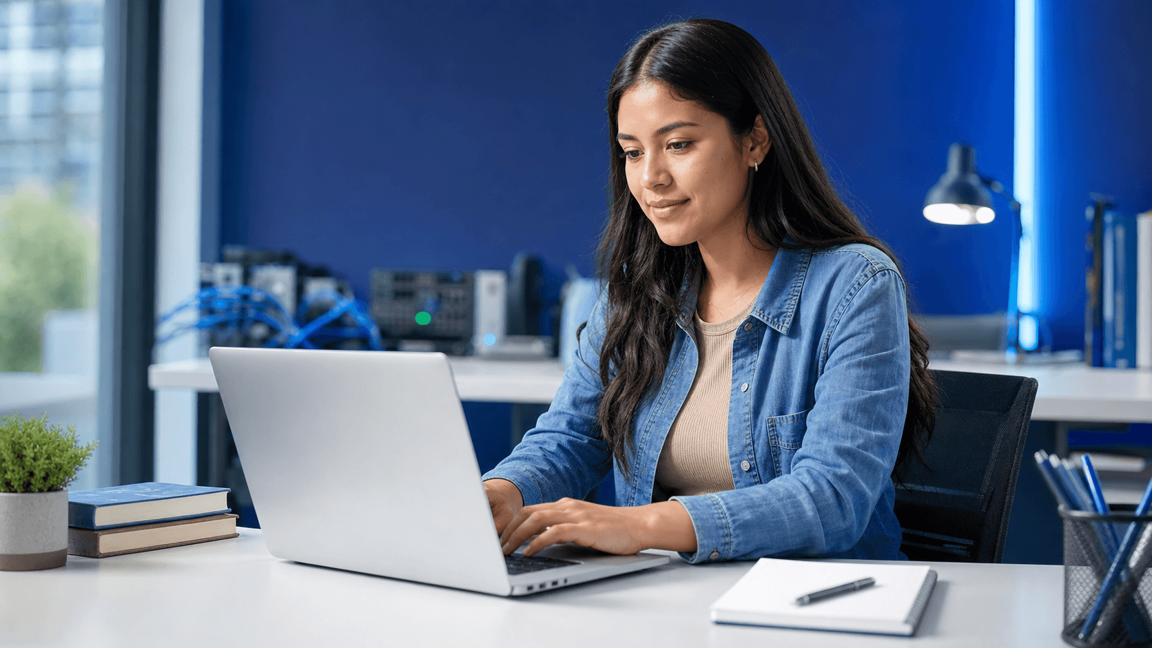 Participante utilizando el campus virtual desde su computadora